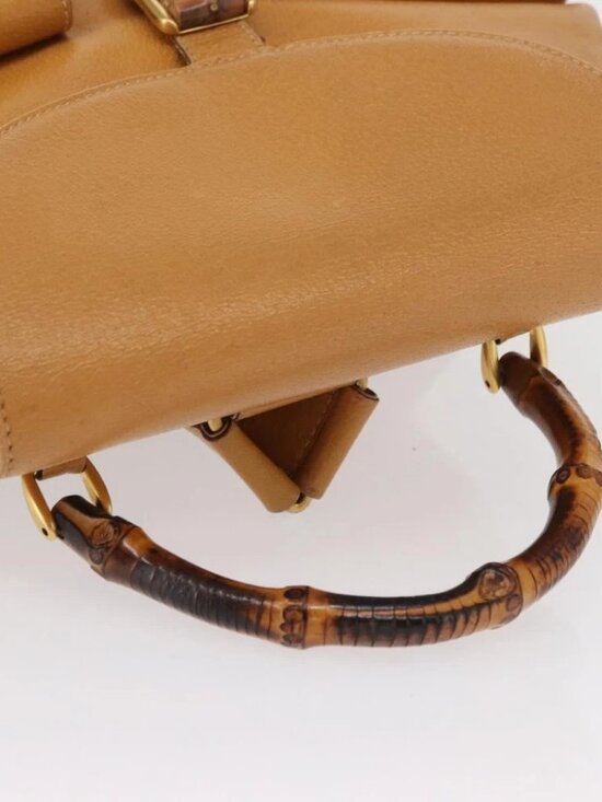 GUCCI Bamboo Backpack Leather Brown Gold main image 12